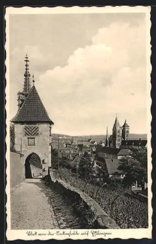 AK Esslingen, Blick von dem Schlossweg auf den Ort