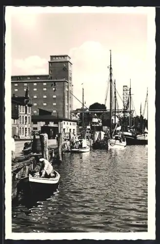 AK Kappeln a. d. Schlei, Hafenpartie, Panorama