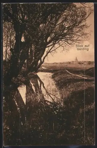 AK Garding, Blick auf Stadt und Landschaft