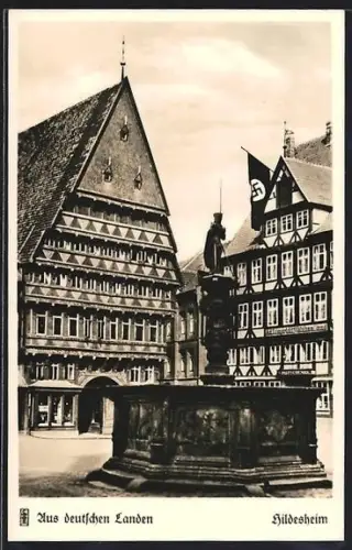 AK Hildesheim, Knochenhaueramtshaus, Brunnen, 