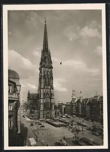 AK Hamburg, Nikolaikirche und Hopfenmarkt