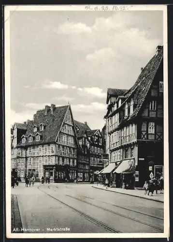 AK Hannover, Marktstrasse, Fachwerkhäuser