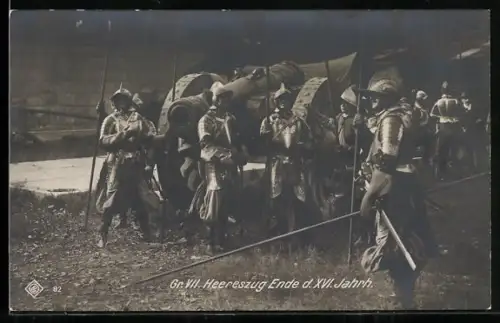 AK Wien, Kaiser- Jubiläums Huldigungs-Festzug, Gr. VII. Heereszug Ende d. XVI. Jahrh., Kanone