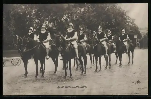 Foto-AK Festzug historischer Ritter aus der Mitte des 14. Jahrhunderts zur Kaiserhuldigung