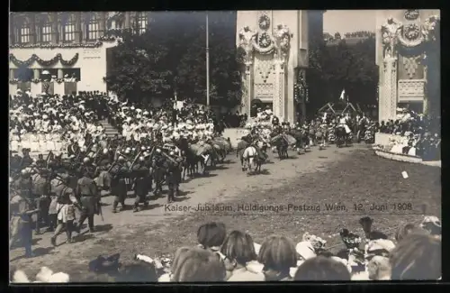 AK Wien, Kaiserhuldigung 1908, Paradeteilnehmer im Ritterkostüm