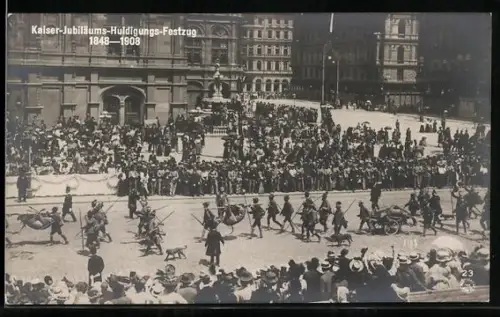 AK Wien, Kaiser-Jubiläums-Huldigungs-Festzug 1908, Festzug mit Hunden