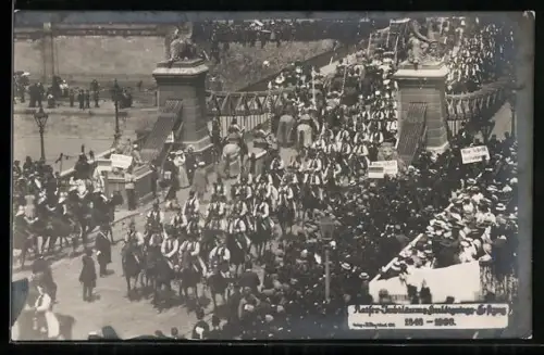 AK Wien, Kaiser-Jubiläums-Huldigungs-Festzug 1908, Festzug auf einer Brücke
