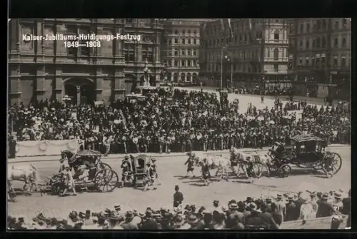 AK Wien, Kaiser-Jubiläums-Huldigungs-Festzug 1908, Historische Kutschen