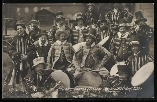 AK Kaiserhuldigung, Gruppe von Musikanten, Doppel-Hochzeit am 22.7.1515