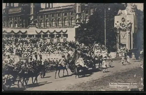 AK Wien, Kaiser-Jubiläums-Festzug 1908, Festzug mit Zuschauern