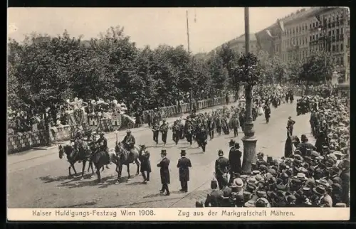 AK Wien, Kaiser Huldigungs-Festzug 1908, Zug der Markgrafschaft Mähren