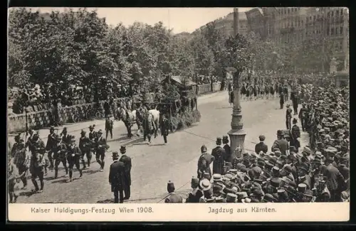 AK Wien, Kaiser-Jubiläums-Huldigungs-Festzug 1908, Jagdzug aus Kärnten