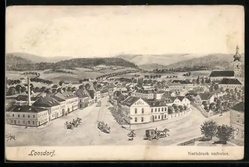 AK Loosdorf, Marktplatz mit Kirche