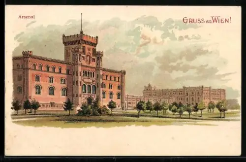 Lithographie Wien, Arsenal, Kasernenanlage