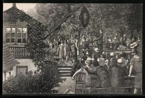 AK Wien, Heurigenabend mit Musikern, Tanz und Gästen im Gasthaus