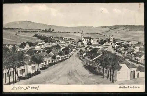 AK Nieder-Absdorf, Hauptstrasse mit Kirche