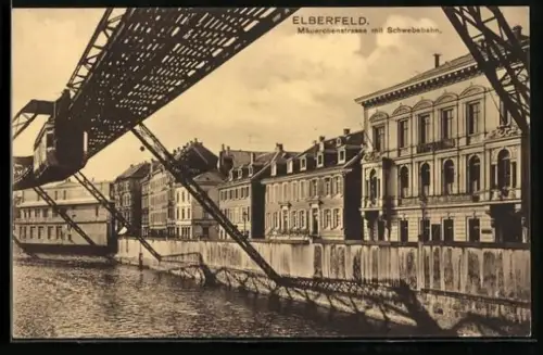 AK Elberfeld, Mäuerchenstrasse mit Schwebebahn