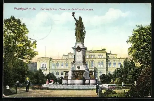 AK Frankfurt-Ostend, Zoologischer Garten, Schützenbrunnen