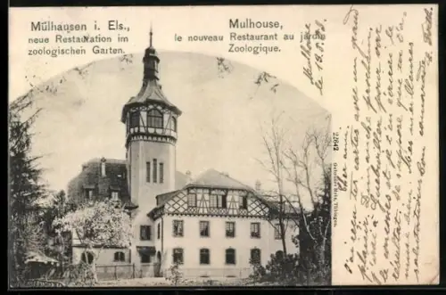 AK Mülhausen i. Els., Neues Restaurant im zoologischen Garten