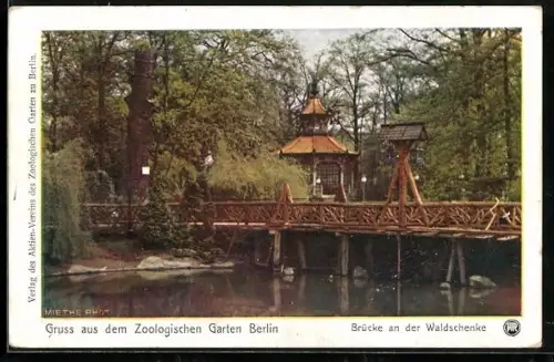 AK Berlin, Zoologischer Garten, Brücke an der Waldschenke