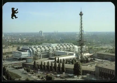 AK Berlin, Funkturm mit ICC, Berliner Bär