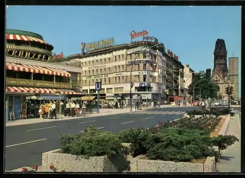 AK Berlin, Kurfürstendamm mit Blick auf die Kaiser-Wilhelm-Gedächtniskirche