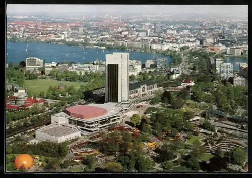 AK Hamburg, Blick vom Fernsehturm auf das Congress-Centrum und Alster