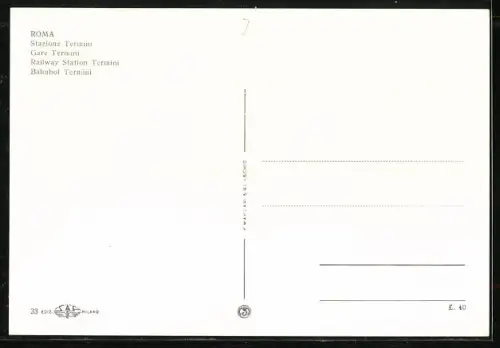 AK Roma, Stazione Termini, Bahnhof