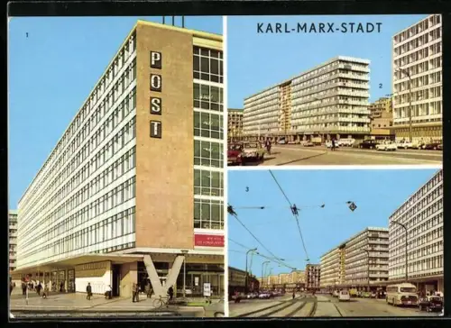 AK Karl-Marx-Stadt, Post, Strasse der Nationen