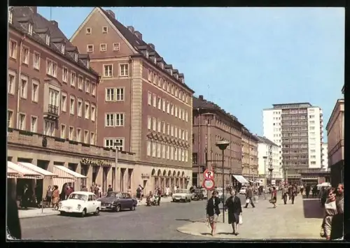 AK Karl-Marx-Stadt, Innere Klosterstrasse mit Geschäften