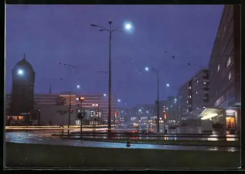 AK Karl-Marx-Stadt, Roter Turm, Strasse der Nationen