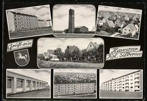 AK Hannover, Kolonie Silbersee, Wohnhäuser und Kirche