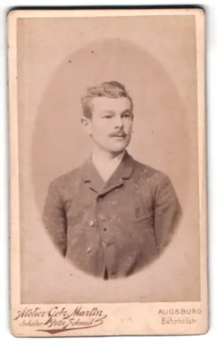 Fotografie Gebr. Martin, Augsburg, Bahnhofstrasse, Porträt eines Mannes mit Schnurrbart