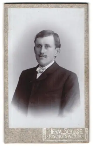 Fotografie Herrm. Schulze, Bischofswerda, Porträt eines Mannes mit Schnurrbart