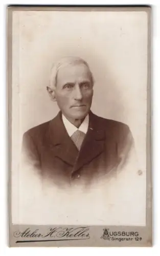 Fotografie Atelier H. Keller, Augsburg, Singerstr. 12, Porträt eines älteren Herrn