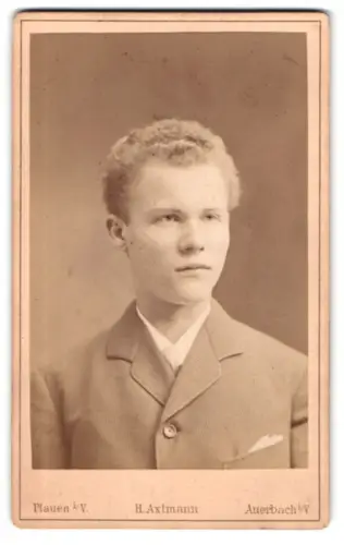 Fotografie H. Axtmann, Plauen i.V., Oberer Graben 19, Porträt eines jungen Mannes