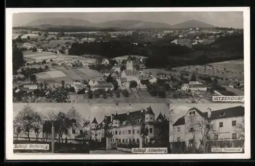 AK Hitzendorf, Schloss Tausendlust, Schlösser Reiteregg und Altenberg, Ortsansicht aus der Vogelschau