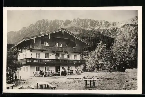 AK Scheffau, Alpengasthof Steinacker mit Kaisergebirge