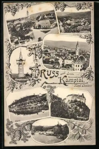 AK Hadersdorf am Kamp, Totalansicht, Kamptal, Panorama, Kamptalwarte, Gars, Rosenburg und Hamegg