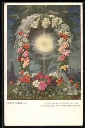 Künstler-AK Wien-Klosterneuburg, Kirche auf dem Leopoldsberg, Rosenkranz