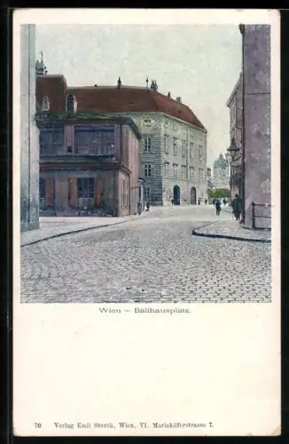 AK Wien, Ballhausplatz mit Strassenpartie