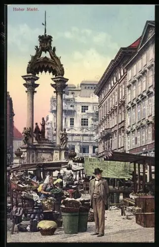 AK Wien, Hoher Markt mit Denkmal