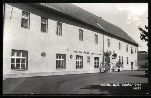 AK Loretto /Bgld., Gasthof Graf mit Strassenpartie