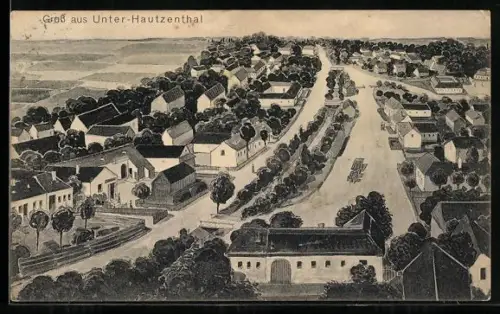 Künstler-AK Sierndorf /N.-Oe., Gruss aus Unter-Hautzenthal, Strassenpartie