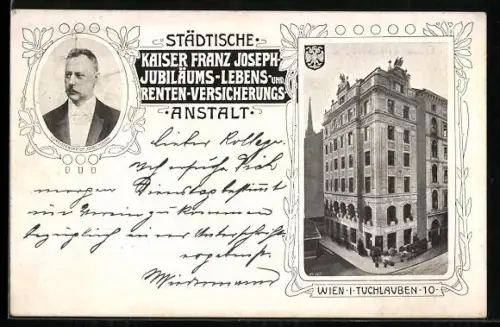 AK Wien, Städtische Kaiser Franz Joseph-Jubiläums-Lebens- und Renten-Versicherungs-Anstalt, Tuchlauben 10