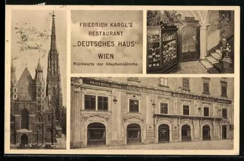 AK Wien, Gasthof Deutsches Haus, Rückwärts der Stephanskirche