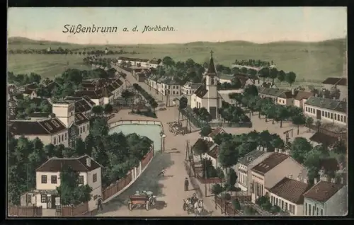 AK Süssenbrunn a. Nordbahn, Totalansicht aus der Vogelschau
