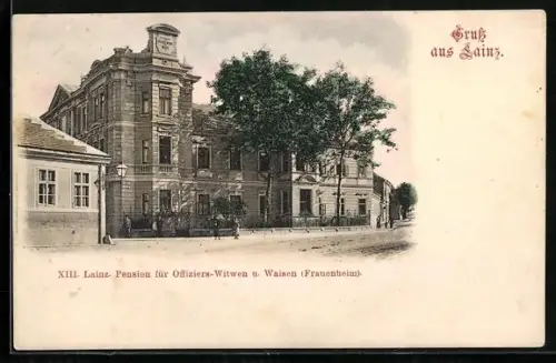 AK Lainz, XIII. Lainz. Pension für Offiziers-Witwen und Waisen, Frauenheim