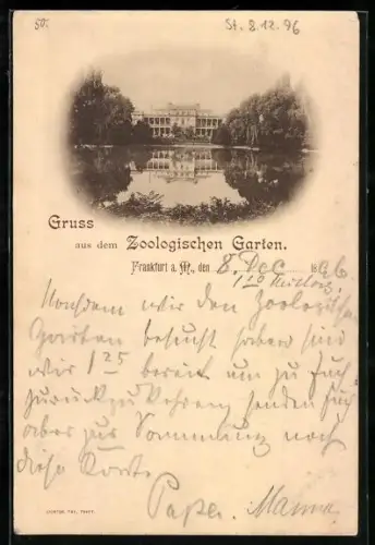 AK Frankfurt a. M., Partie im Zoologischen Garten mit Herrenhaus
