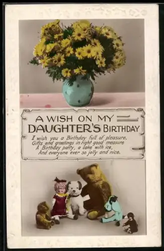 AK Teddys, Puppe und Plüschtiere, Blumenstrauss